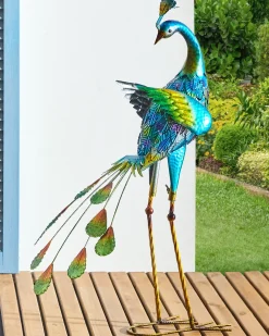 New Beliani Statua da giardino PEACOCK Blu Blu Multicolore