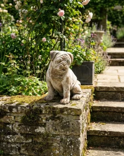 Best Beliani Statua da giardino SARNANO Cane Beige Bianco Beige