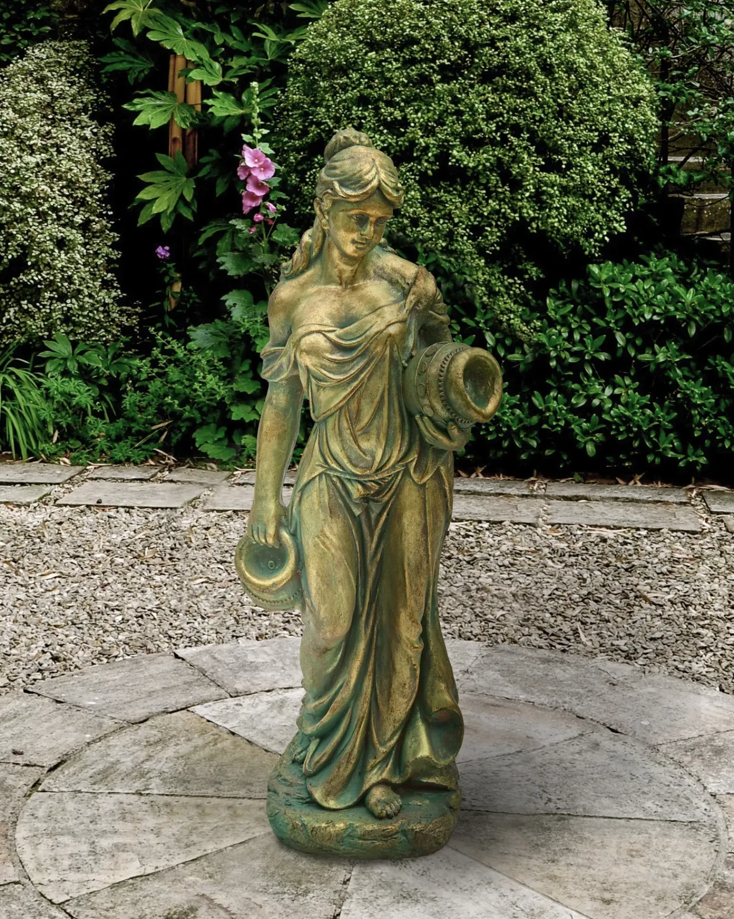 Hot Beliani Statua da giardino TRYPOLIS Donna Verde