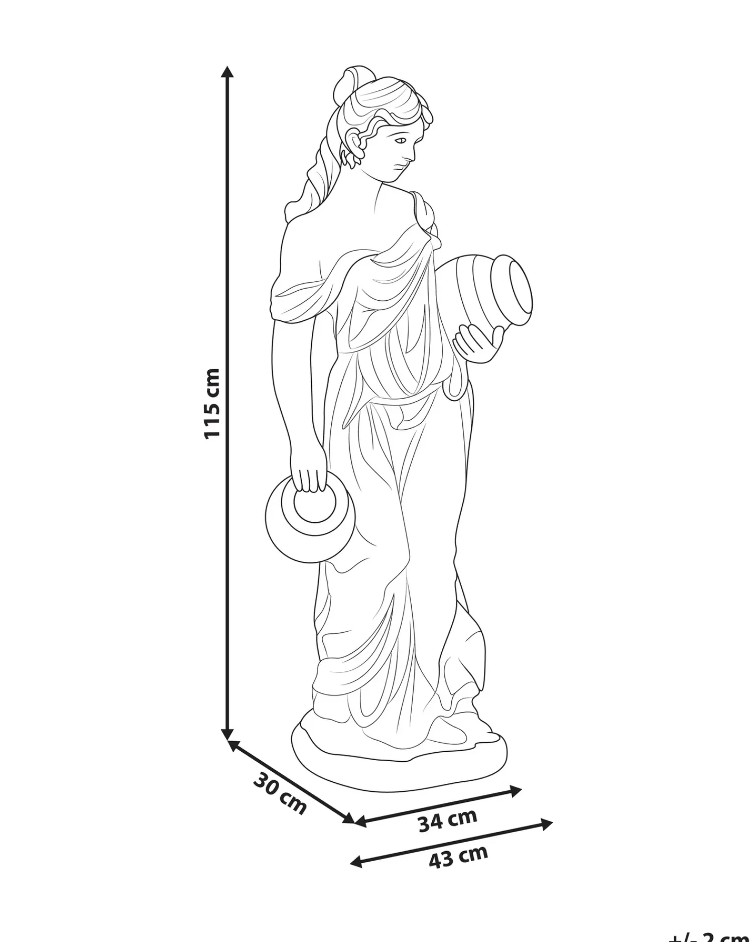 Hot Beliani Statua da giardino TRYPOLIS Donna Verde