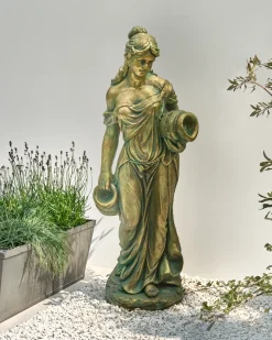 Hot Beliani Statua da giardino TRYPOLIS Donna Verde
