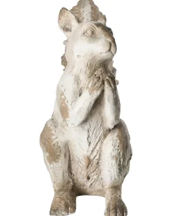 Hot Beliani Statua da giardino TURSI Scoiattolo Beige Bianco Beige