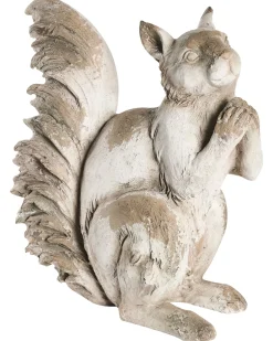 Hot Beliani Statua da giardino TURSI Scoiattolo Beige Bianco Beige
