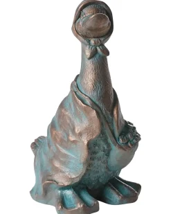Hot Beliani Statuetta da giardino BALEYA Anatra Marrone Blu Marrone