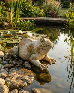 Sale Beliani Statuetta da giardino CARAPELLE Rana Beige Bianco Beige