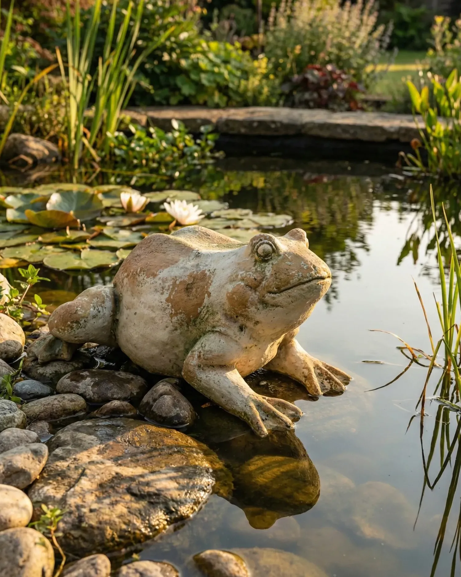 Sale Beliani Statuetta da giardino CARAPELLE Rana Beige Bianco Beige