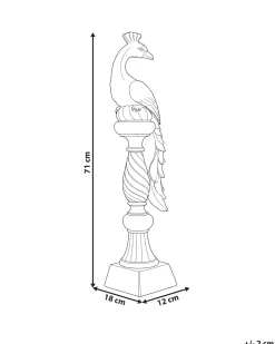Outlet Beliani Statuetta da giardino HAARBY Pavone Oro Oro Grigio