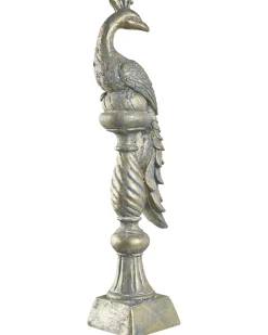 Outlet Beliani Statuetta da giardino HAARBY Pavone Oro Oro Grigio