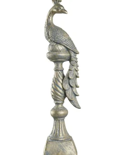 Outlet Beliani Statuetta da giardino HAARBY Pavone Oro Oro Grigio
