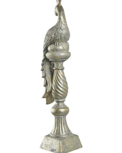 Outlet Beliani Statuetta da giardino HAARBY Pavone Oro Oro Grigio