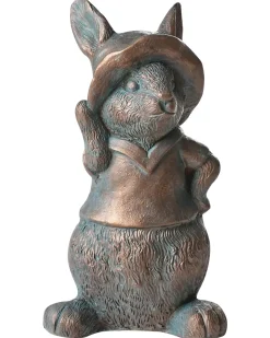 Beliani Statuetta da giardino KONAKRY Coniglio Marrone Blu Marrone