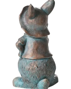 Beliani Statuetta da giardino KONAKRY Coniglio Marrone Blu Marrone