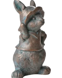 Beliani Statuetta da giardino KONAKRY Coniglio Marrone Blu Marrone