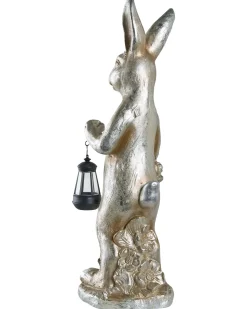 Beliani Statuetta da giardino OTTERUP Coniglio Oro Oro Argento