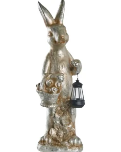 Beliani Statuetta da giardino OTTERUP Coniglio Oro Oro Argento