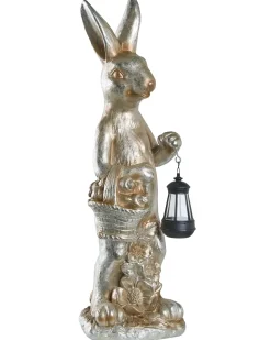 Beliani Statuetta da giardino OTTERUP Coniglio Oro Oro Argento