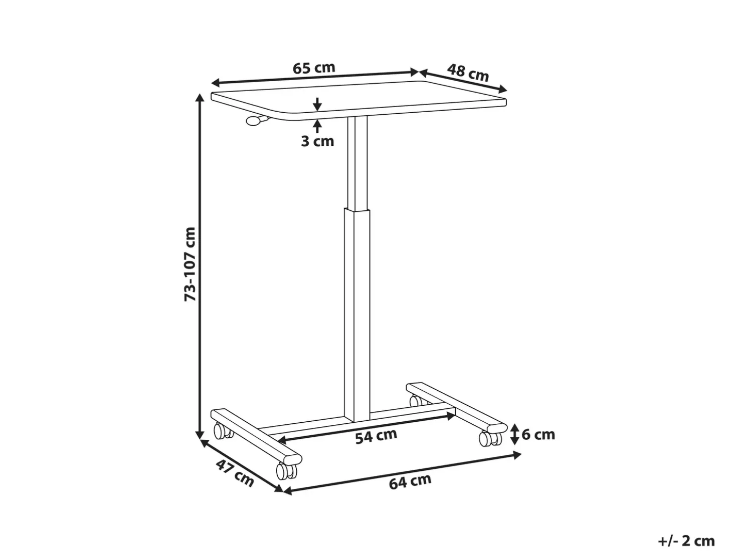 Supporto manuale regolabile per laptop ACADEMIA Marrone scuro 65 cm 48 cm con ruote