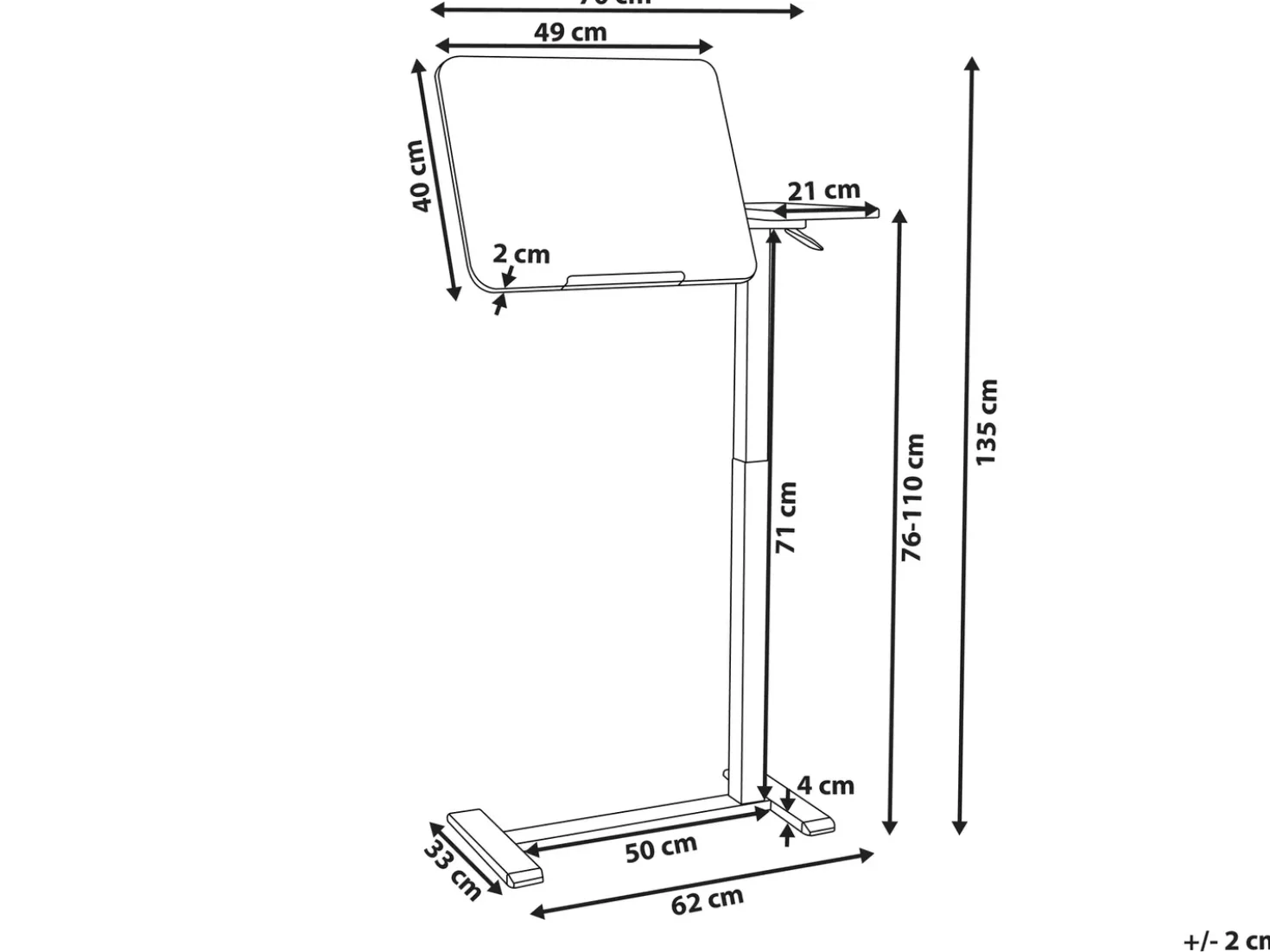 Supporto manuale regolabile per laptop SCHOLA Marrone chiaro/Bianco 70 cm 40 cm