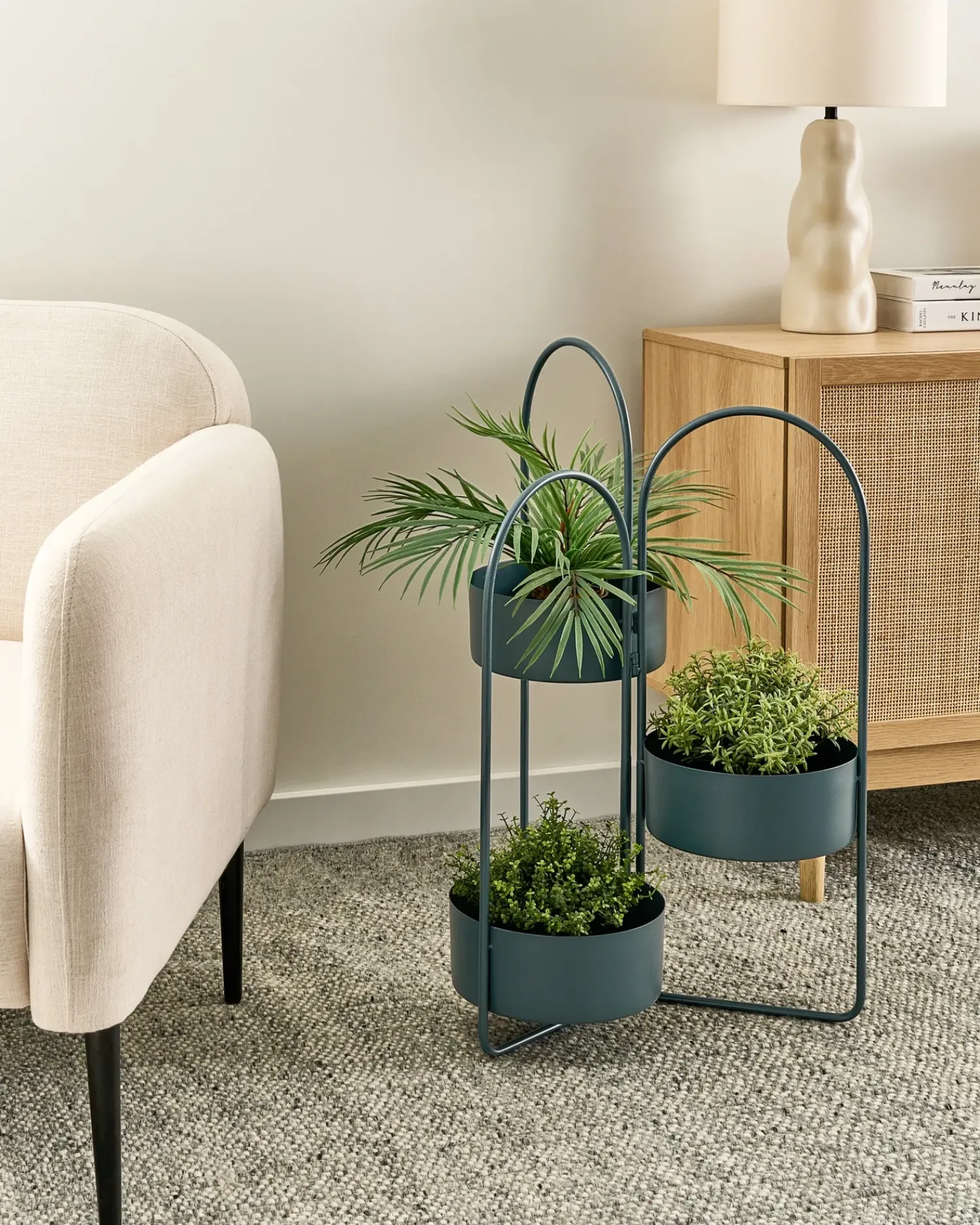 Online Beliani Supporto per vasi COLUTENA Metallo 56 cm scuro Blu