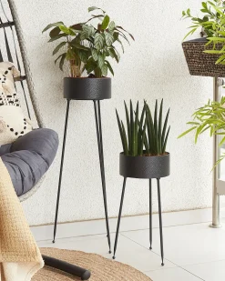 Beliani Supporto per vasi LEIKA Metallo 29 cm Nero