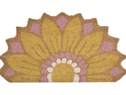 Best Beliani Tappetino da Ingresso AROLIK Giallo 45 x 75 cm Fiore Fibra di Cocco Giallo Rosa