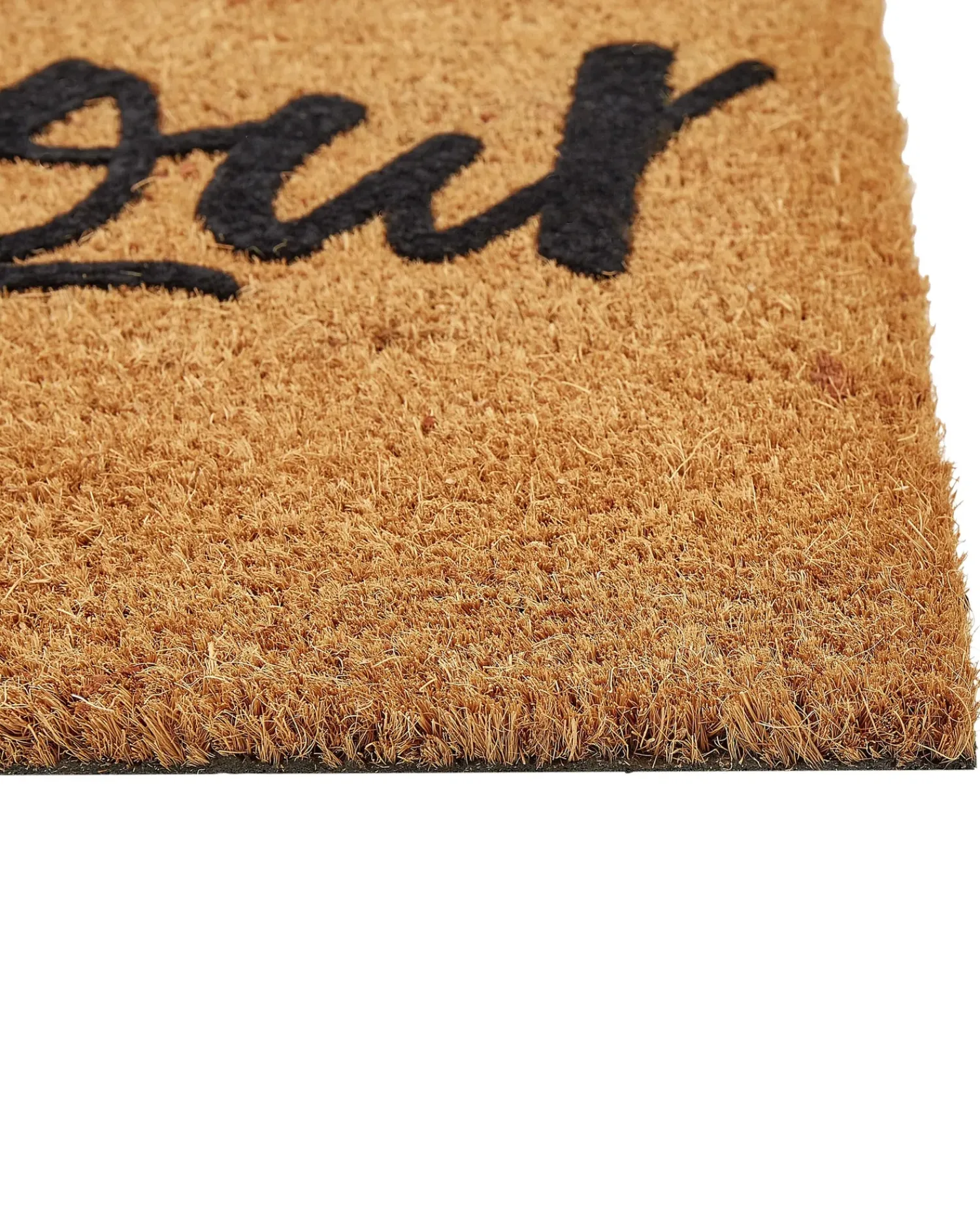 Clearance Beliani Tappetino da Ingresso ASIR Naturale 40 x 60 cm Testo Fibra di Cocco Naturale Nero