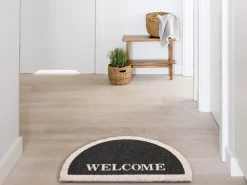 Best Beliani Tappetino da Ingresso BUHI Nero 45 x 75 cm Testo Fibra di Cocco Beige Nero