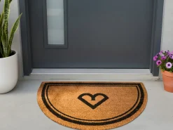 Online Beliani Tappetino da Ingresso DALAHICAN Naturale 45 x 75 cm Fibra di Cocco Naturale Nero