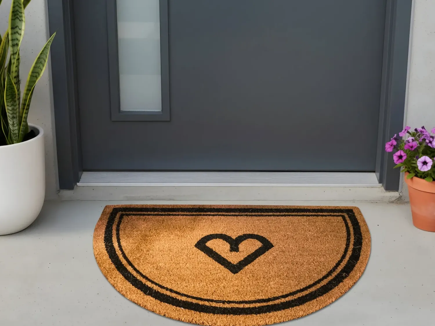 Online Beliani Tappetino da Ingresso DALAHICAN Naturale 45 x 75 cm Fibra di Cocco Naturale Nero