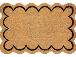 Online Beliani Tappetino da Ingresso HOLON Naturale 60 x 90 cm Fibra di Cocco Naturale Nero