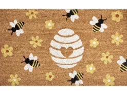 Clearance Beliani Tappetino da Ingresso KIGALIK Naturale Ape Fiore Fibra di Cocco Naturale Multicolore