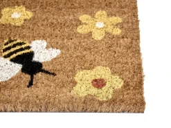 Clearance Beliani Tappetino da Ingresso KIGALIK Naturale Ape Fiore Fibra di Cocco Naturale Multicolore