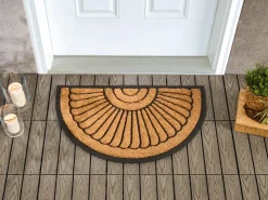 Best Beliani Tappetino da Ingresso KORYAK Naturale 45 x 75 cm Fibra di Cocco Naturale Nero