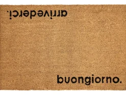 Discount Beliani Tappetino da Ingresso LABO Naturale 60 x 90 cm Testo Fibra di Cocco Naturale Nero
