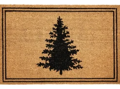Beliani Tappetino da Ingresso MANAPAO Naturale 60 x 90 cm Modello natalizio Fibra di Cocco Naturale Nero