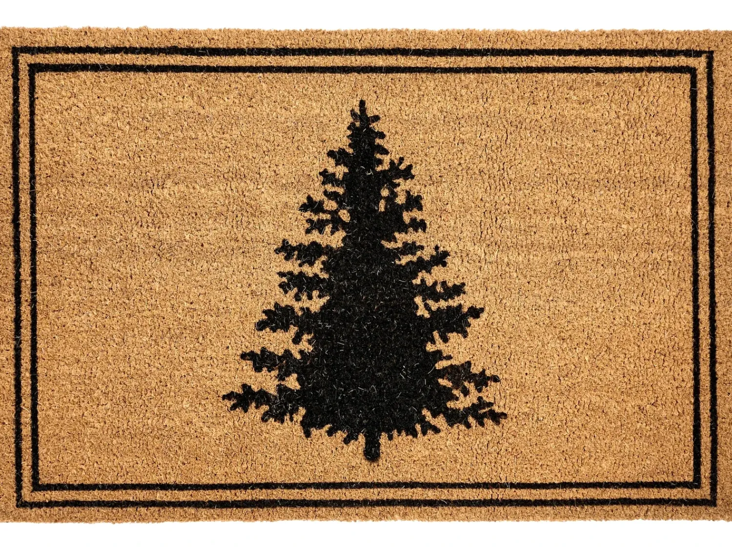 Beliani Tappetino da Ingresso MANAPAO Naturale 60 x 90 cm Modello natalizio Fibra di Cocco Naturale Nero