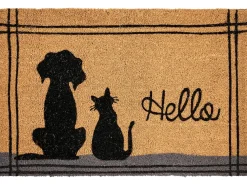 Hot Beliani Tappetino da Ingresso MARAGANG Naturale 60 x 90 cm Gatto Cane Fibra di Cocco Naturale Nero
