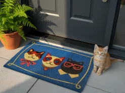 Clearance Beliani Tappetino da Ingresso MOJICAP 60 x 90 cm Gatto Fibra di Cocco Multicolore