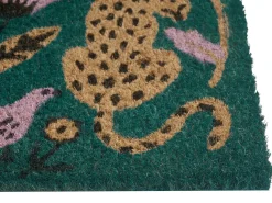 Beliani Tappetino da Ingresso NAKNEK Gatto Uccello Fiore Fibra di Cocco Multicolore