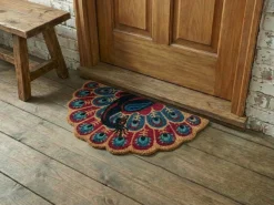Sale Beliani Tappetino da Ingresso NULATO 45 x 75 cm Pavone Fibra di Cocco Multicolore