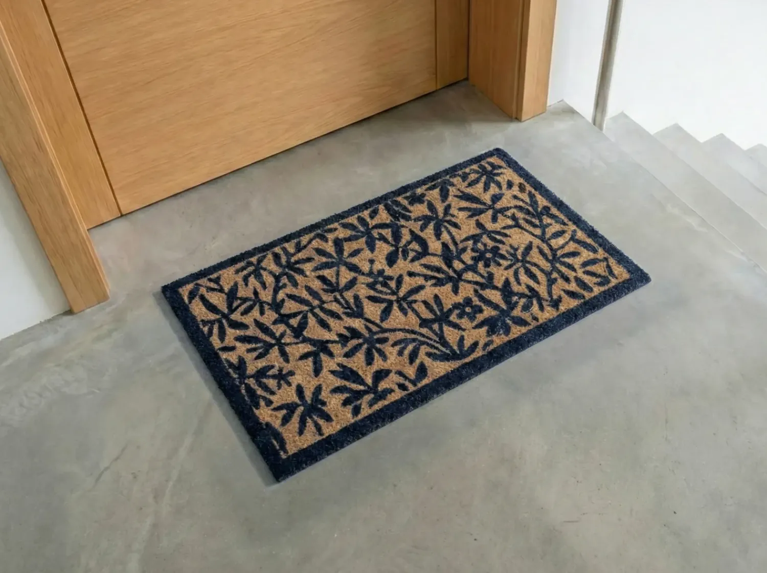 Best Beliani Tappetino da Ingresso NUNIVAK Naturale Fibra di Cocco Beige Naturale Blu