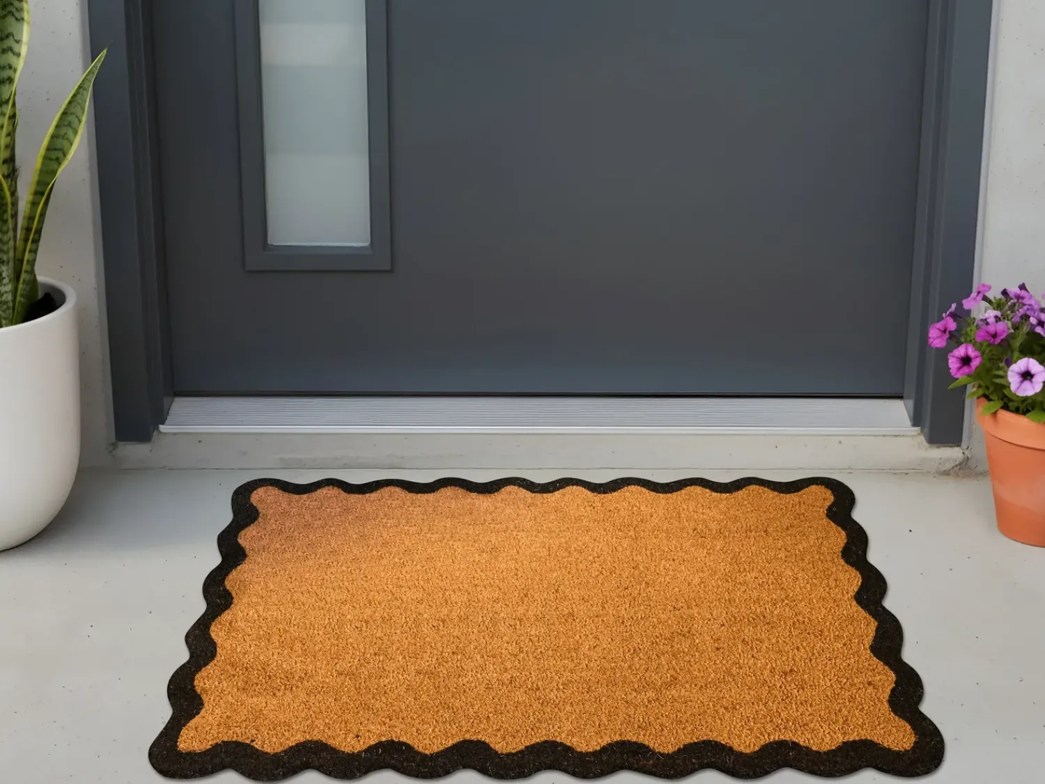 Discount Beliani Tappetino da Ingresso PINATUBO Naturale 60 x 90 cm Fibra di Cocco Naturale Nero