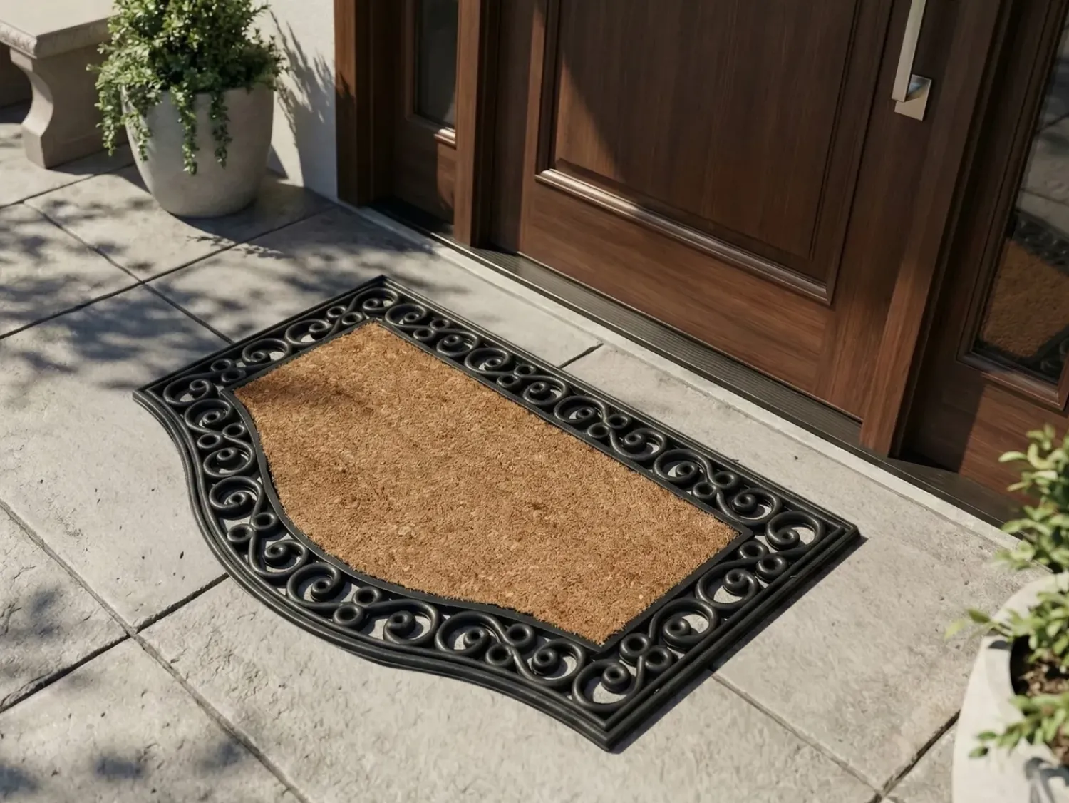 New Beliani Tappetino da Ingresso PULAG Naturale 45 x 75 cm Fibra di Cocco Naturale Nero