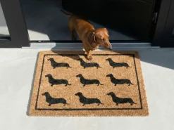 Clearance Beliani Tappetino da Ingresso SIKARAM Naturale 40 x 60 cm Cane Fibra di Cocco Naturale Nero