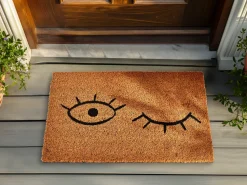 Outlet Beliani Tappetino da Ingresso TAPULAO Naturale 40 x 60 cm Fibra di Cocco Naturale Nero