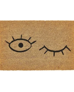 Outlet Beliani Tappetino da Ingresso TAPULAO Naturale 40 x 60 cm Fibra di Cocco Naturale Nero
