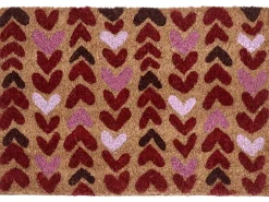 Hot Beliani Tappetino da Ingresso TIMOLAN Naturale 40 x 60 cm Cuore Fibra di Cocco Naturale Rosa Rosso