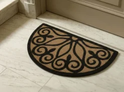 Clearance Beliani Tappetino da Ingresso TISHIMNA Naturale 45 x 75 cm Fibra di Cocco Naturale Nero