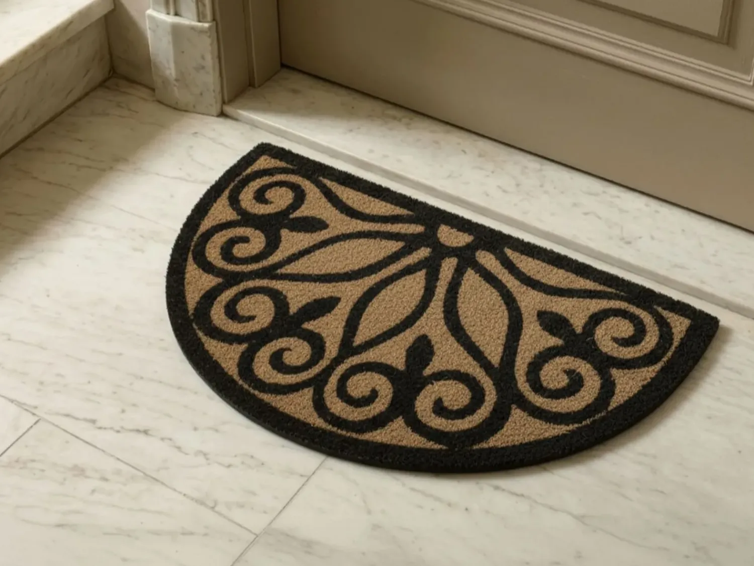 Clearance Beliani Tappetino da Ingresso TISHIMNA Naturale 45 x 75 cm Fibra di Cocco Naturale Nero