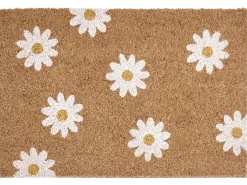 Discount Beliani Tappetino da Ingresso TOPKO Naturale 40 x 60 cm Fiore Fibra di Cocco Bianco Naturale